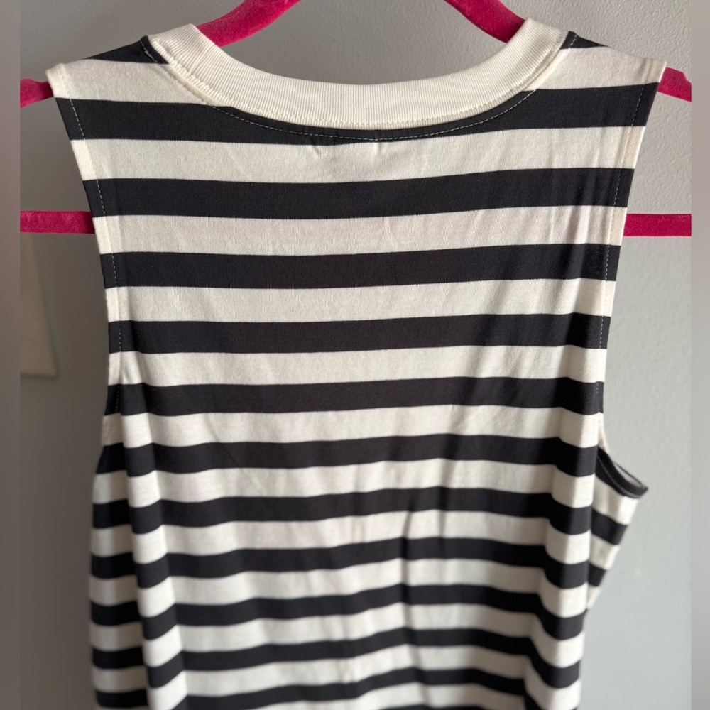 Old Navy Black & White Striped Mod Style Sleeveless Mini T-Shirt Tank Dress SM P - Picture 9 of 10